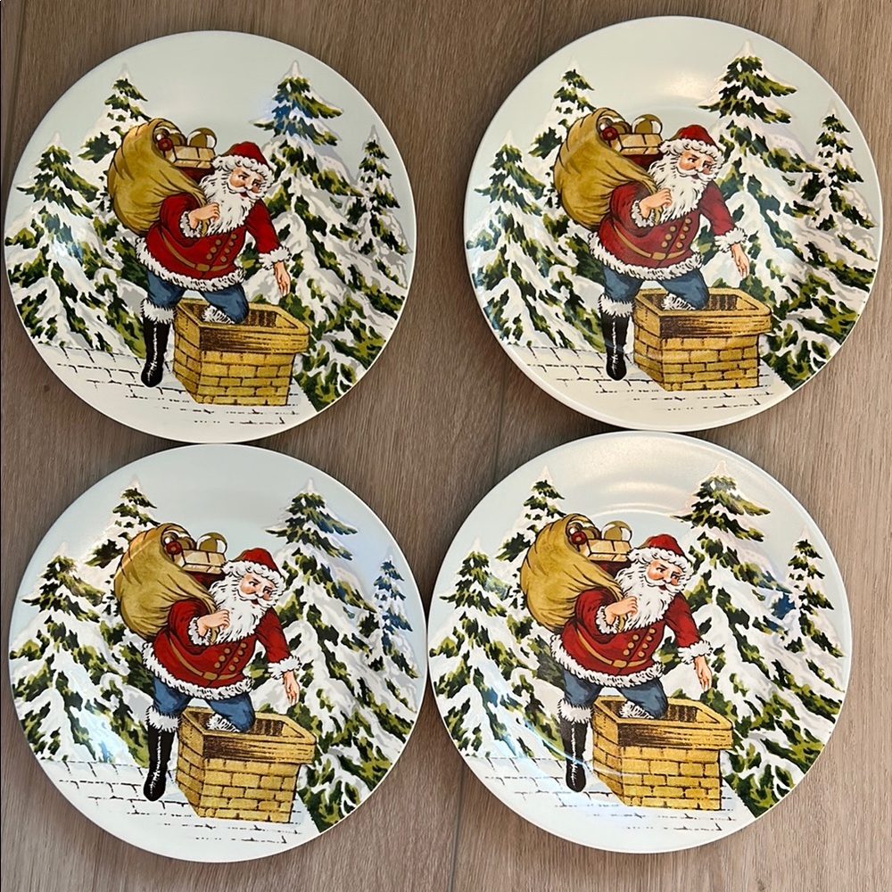 Set of 4 Williams Sonoma Vintage Holiday Collection 7” Plates
